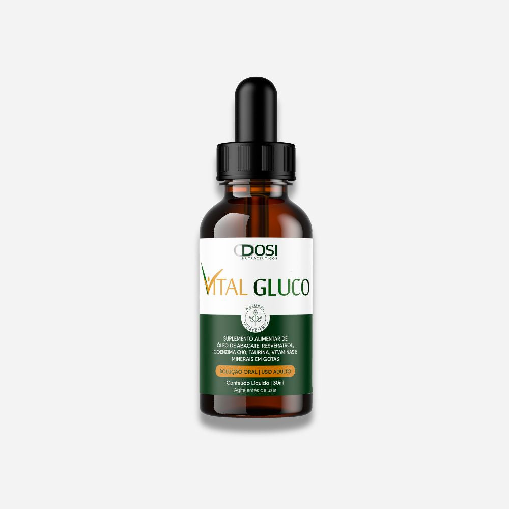 Vital Gluco Dosi 30ml - Suplemento com óleo de abacate, resveratrol, vitaminas e minerais em gotas